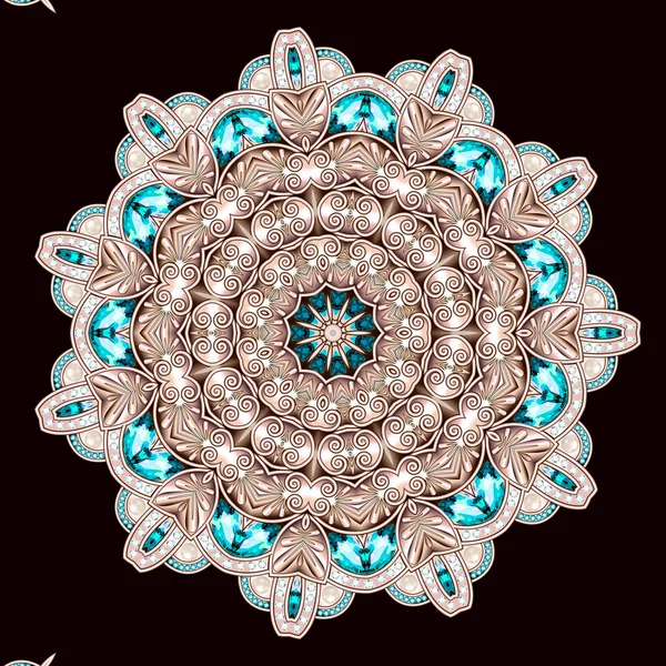 Spilla Mandala gioiello, elemento di design. Ornamento geometrico vintage — Foto Stock