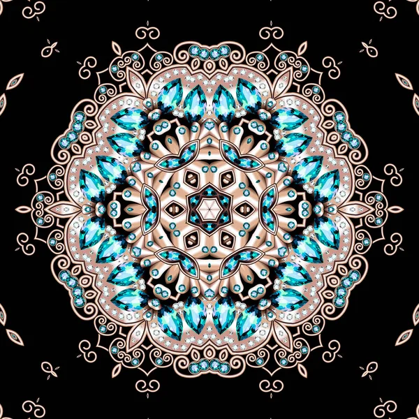 Mandala bross ékszerek, design elem. Geometrikus vintage ornam — Stock Fotó