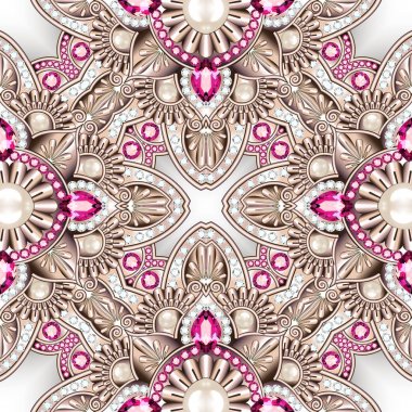 Mandala broş mücevherleri, tasarım elementi. Geometrik vintage ornam