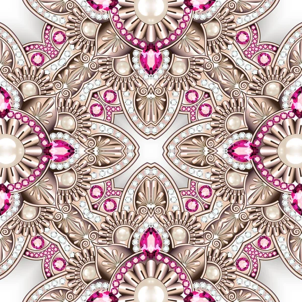 Mandala broszka biżuteria, element projektu. Geometryczne vintage ornam — Zdjęcie stockowe