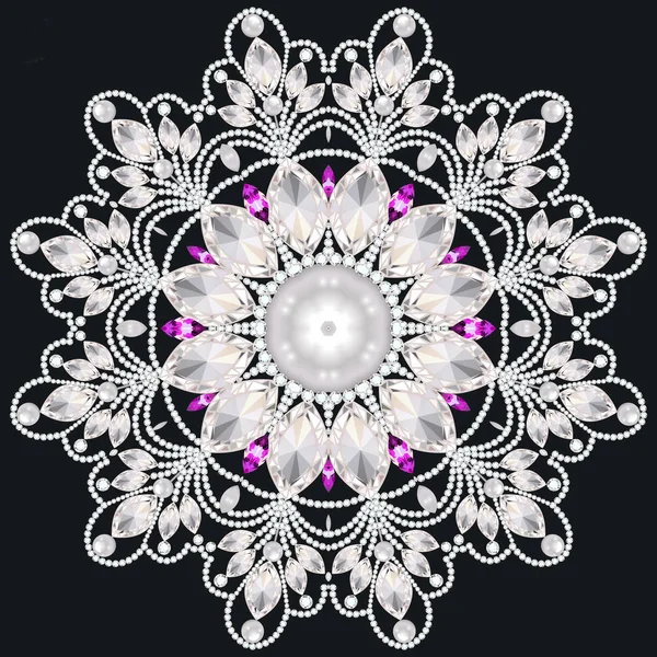 Mandala broche jóias, elemento de design. Ornamento vintage geométrico — Fotografia de Stock