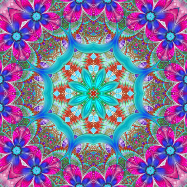 Цветной фрактальный цветочный узор, цифровые произведения искусства для творческого гр — стоковое фото