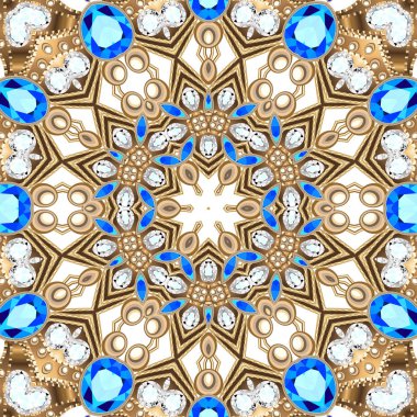 altın çiçek desenleri ve değerli taşlar ile arka plan