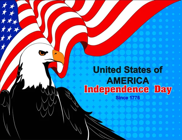 Illustratie van Amerika Independence Day wenskaart met vlag — Stockvector