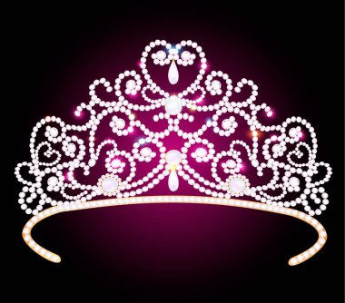 illüstrasyon güzel diadem taç kadın bir dar glitter ile