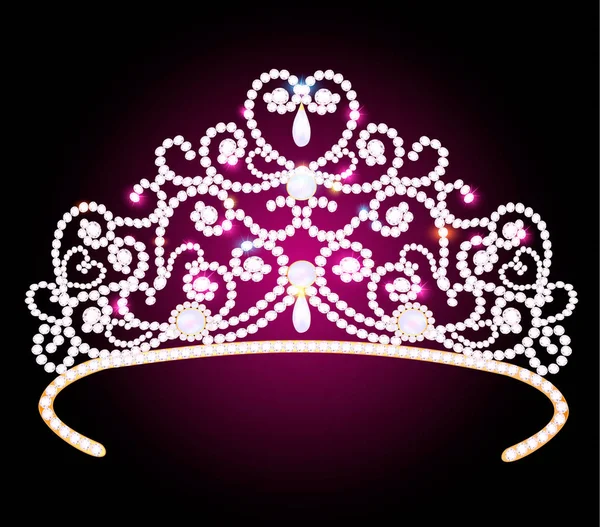 Illustration vacker diadem krona hona med glitter på en Dar — Stock vektor
