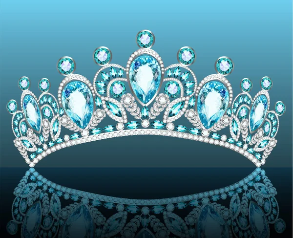 Ilustración de una diadema de corona hembra con piedras preciosas en un — Archivo Imágenes Vectoriales