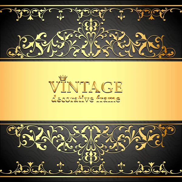 Illustration Vintage Background Frame Gold Ornaments — Stock Vector