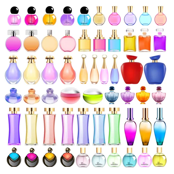 Illustration Set Perfume Bottles — Stock Vector