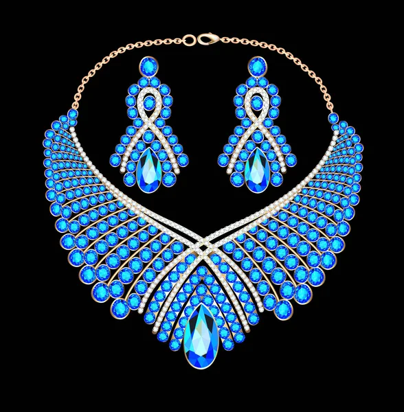 Illustration Set Jewelry Necklace Earrings Wedding — Stock Vector