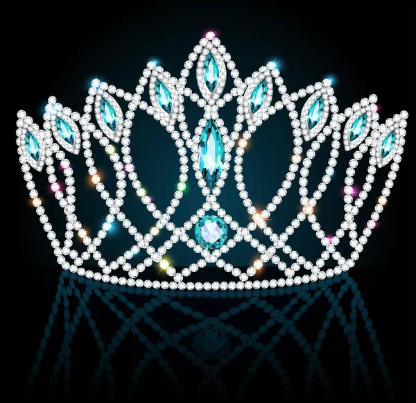 Ilustração Uma Coroa Diadema Fêmea Com Pedras Preciosas Fundo Escuro — Vetor de Stock