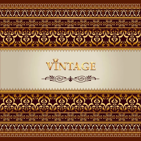 Ilustração Vintage Fundo Antiguidades Elegantes Ouro Vitoriano Ornamento Floral Quadro — Vetor de Stock