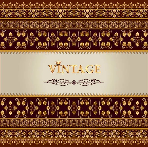 Illustration Vintage Bakgrund Eleganta Antikviteter Viktorianskt Guld Blommig Prydnad Barock — Stock vektor