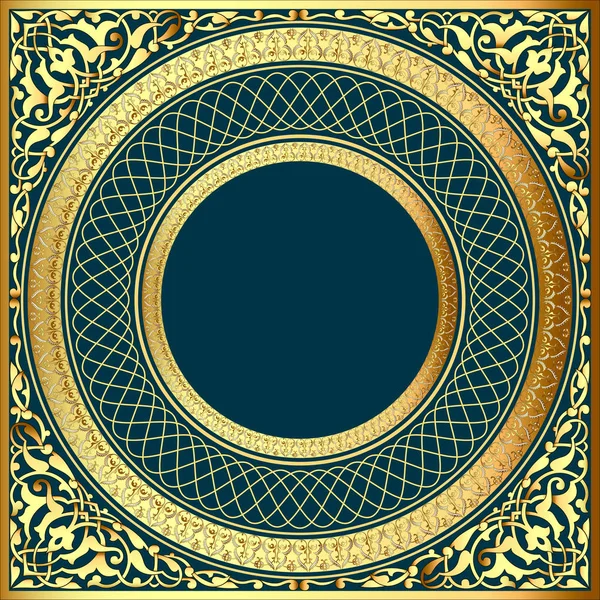 Ilustração Uma Moldura Fundo Vintage Com Ornamento Dourado Forma Circular —  Vetores de Stock