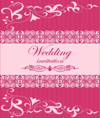 Pembe süs ile Düğün davetiye kartı İllüstrasyon
