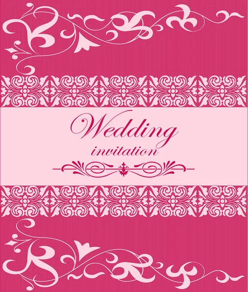 Ilustração Cartão Convite Casamento Com Ornamento Rosa —  Vetores de Stock