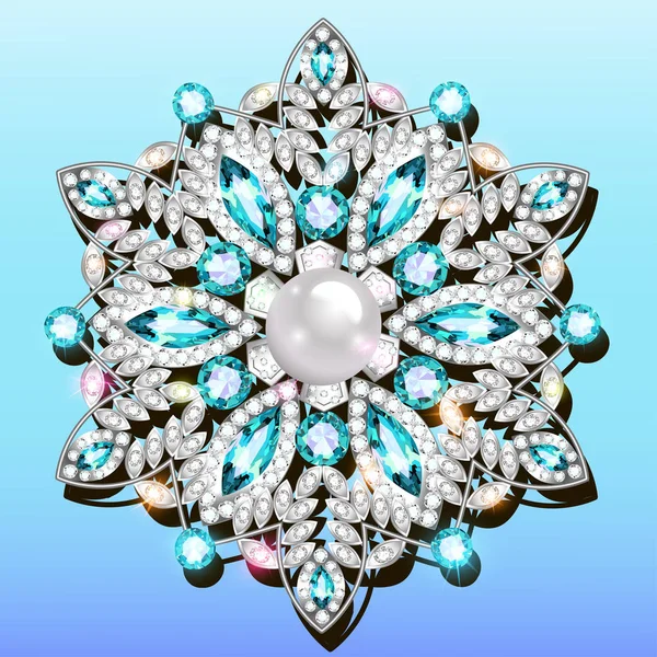 Broche Mandala Bijoux Élément Design Fond Décoratif Vintage Géométrique — Image vectorielle