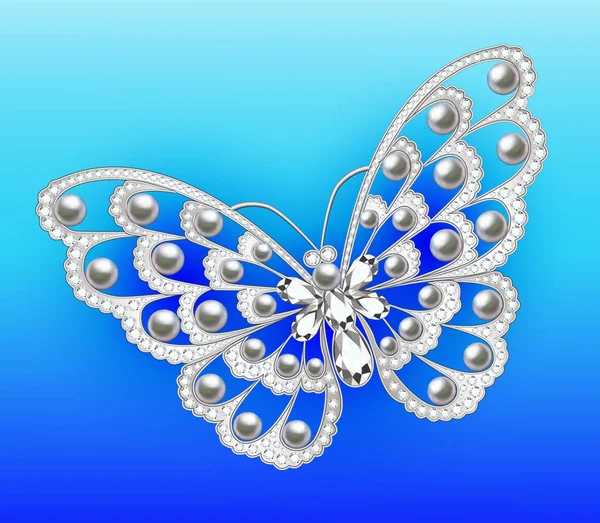 Ilustración Una Mariposa Broche Joyería Con Piedras Preciosas — Archivo Imágenes Vectoriales