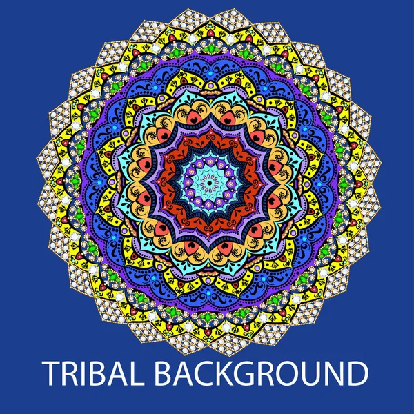 Illustration Origine Ethnique Avec Mandala Ornement Circulaire Avec Des Pierres — Image vectorielle