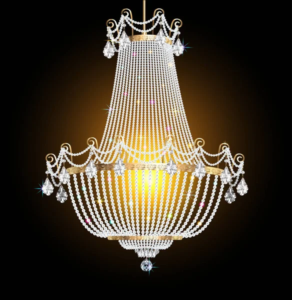 Ilustración Una Lámpara Araña Con Colgantes Cristal Negro — Archivo Imágenes Vectoriales