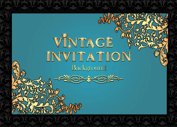 Ilustração Vintage Fundo Antiguidades Elegantes Ouro Vitoriano Ornamento Floral Quadro —  Vetores de Stock