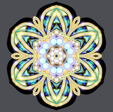 Mandala broş mücevherleri, tasarım elementi. Geometrik vintage ornam