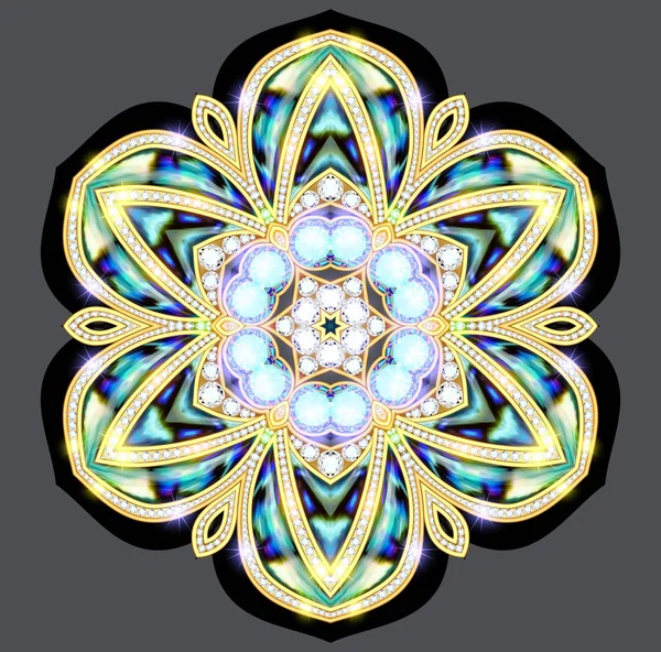 Joyas broche Mandala, elemento de diseño. Geométrica vintage ornam —  Fotos de Stock
