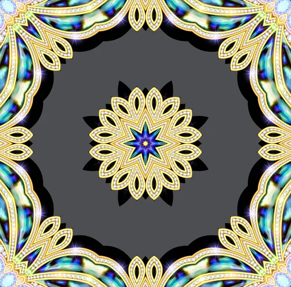 Spilla Mandala gioiello, elemento di design. Ornamento geometrico vintage — Foto Stock