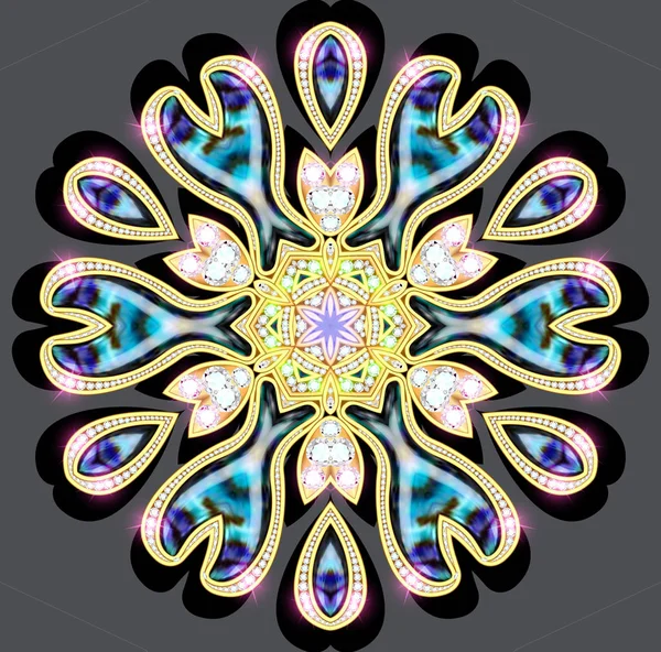 Bijuterii Mandala broșă, element de design. Ornam geometric vintage — Fotografie, imagine de stoc