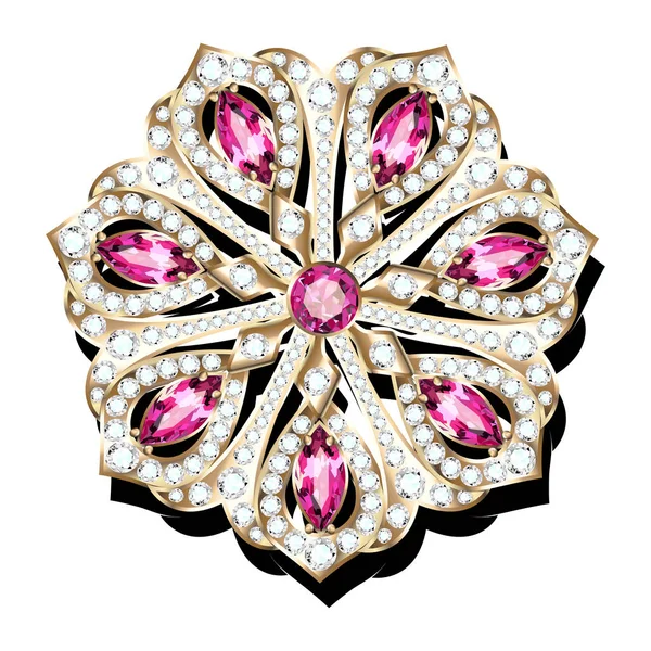 Joyas Broche Mandala Elemento Diseño Fondo Ornamental Vintage Geométrico — Archivo Imágenes Vectoriales