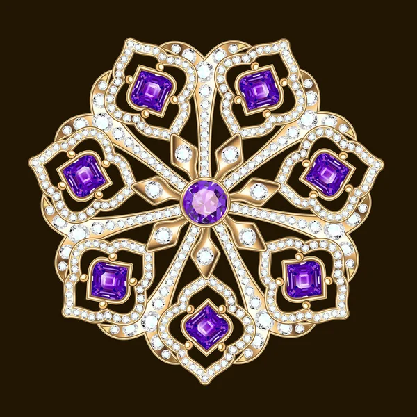 Mandala Broş Mücevherleri Tasarım Elementi Geometrik Vintage Süslemeli Arkaplan — Stok Vektör