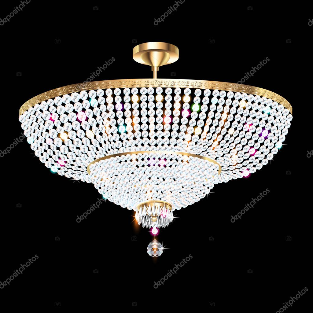 Illustration of a beautiful crystal chandelier on a dark background