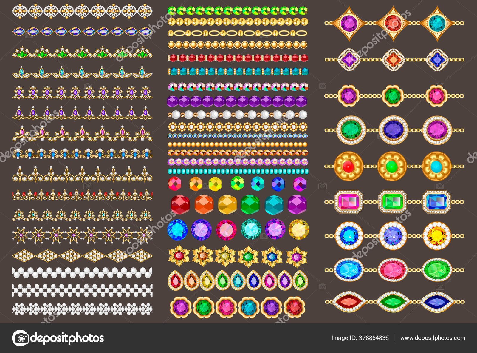 Illustration Collection Jewelry Design Elements Gold Chains Bracelets