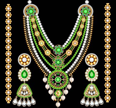 Mücevher, bilezik ve değerli taşlı kolye..