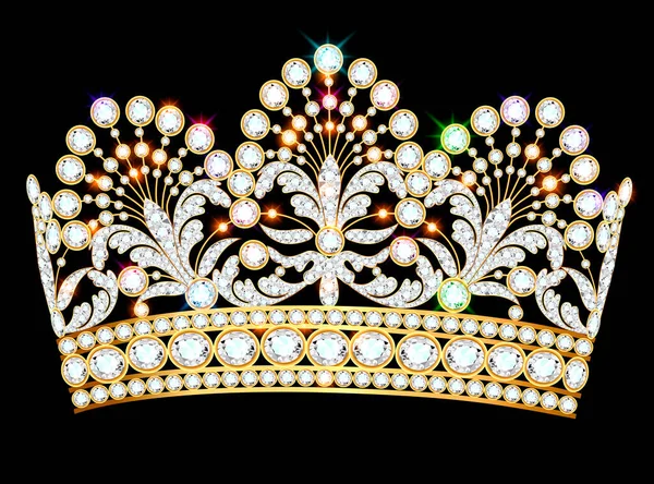 Illustration Beautiful Crown Tiara Gems — Stock Vector