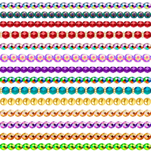 Illustrazione Serie Perline Bordi Pennello Multicolore Design — Vettoriale Stock