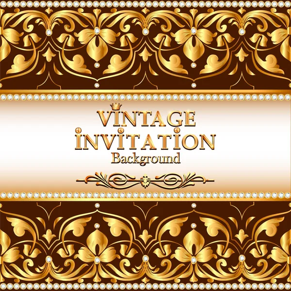 Illustration Vintage Background Elegant Antiques Victorian Gold Floral Ornament Baroque — Stock Vector