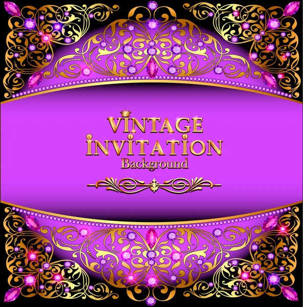 Illustration Vintage Background Elegant Antiques Victorian Gold Floral Ornament Baroque — Stock Vector