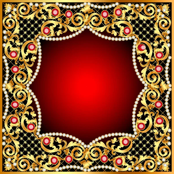 Ilustração Vintage Fundo Antiguidades Elegantes Ouro Vitoriano Ornamento Floral Quadro — Vetor de Stock