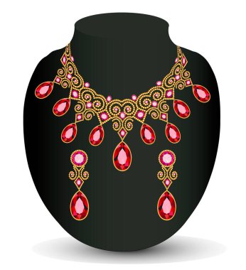 Kolye ve küpe çizimleri, düğün kadını elması.