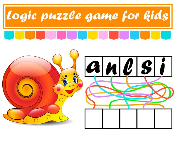 Jeu Puzzle Logique Apprendre Des Mots Pour Les Enfants Trouve — Image vectorielle