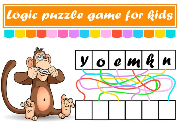 Lógica Juego Puzzle Aprender Palabras Para Niños Encuentra Nombre Oculto — Vector de stock