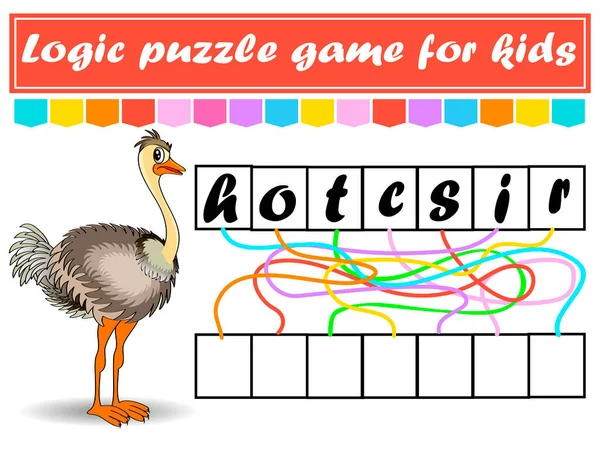 Logická Logická Puzzle Hra Učím Slova Pro Děti Najděte Skryté — Stockový vektor