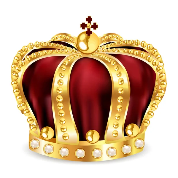 Иллюстрация Королевской Золотой Короны Драгоценностями Орнаментом — стоковый вектор
