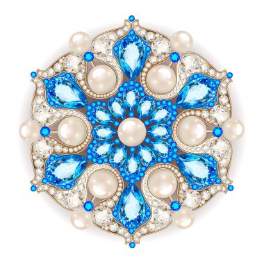 Mandala broş mücevherleri, tasarım elementi. inci rengi süslemeli arkaplan.