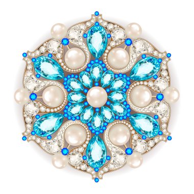 Mandala broş mücevherleri, tasarım elementi. inci rengi süslemeli arkaplan.