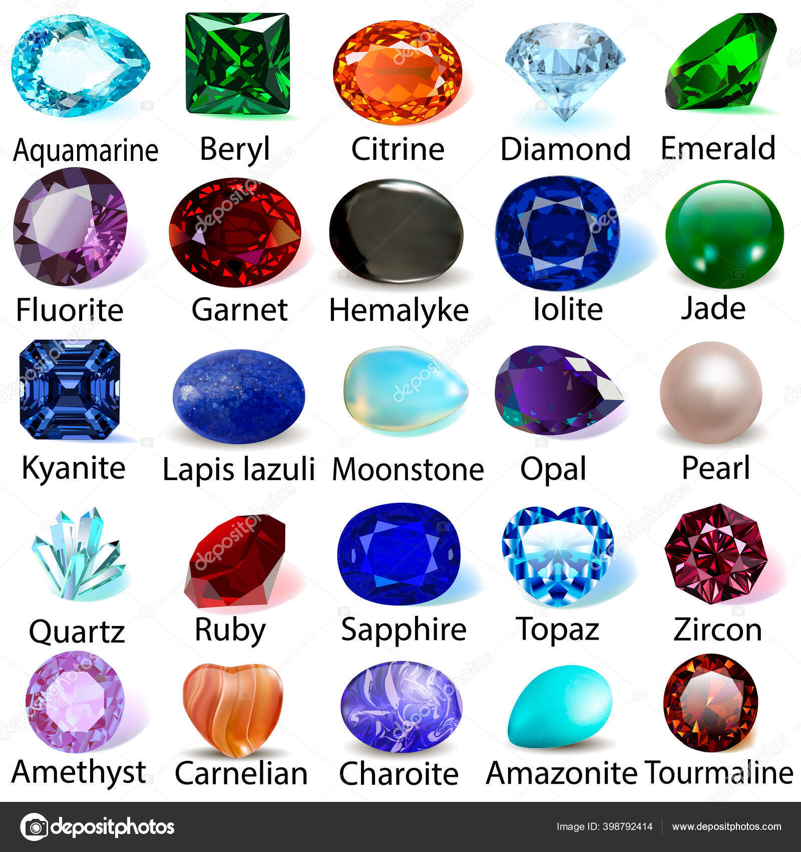 Set gemstones gems various colors Royalty Free Vector Image