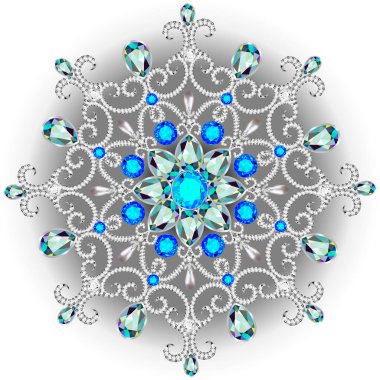 Mandala broş mücevherleri, tasarım elementi. inci rengi süslemeli arkaplan.