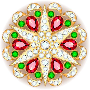 Broş takılar, tasarım elementleri. Değerli taşları olan kabile etnik modeli. Geometrik vintage süslemeli arkaplan.