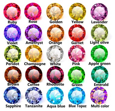 Illustration set of gemstones gems of various colors. clipart